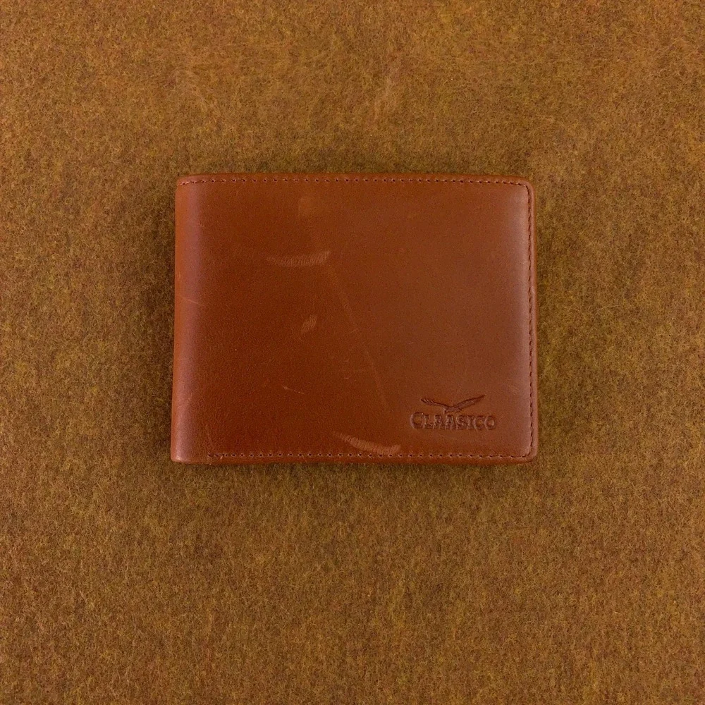 Claasico Mens OS Brown Leather Bifold ID Window Wallet New